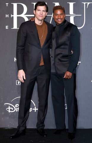Franco Origlia/WireImage Ashton Kutcher and Jeremy Pope.