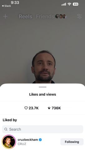 Olly Hume/Instagram Cruz Beckham likes Olly Hume's Instagram Reel