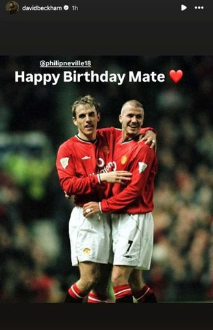 Gary M. Prior/ALLSPORT/Getty via David Beckham/Instagram David Beckham's Instagram post to wish Phil Neville a happy birthday