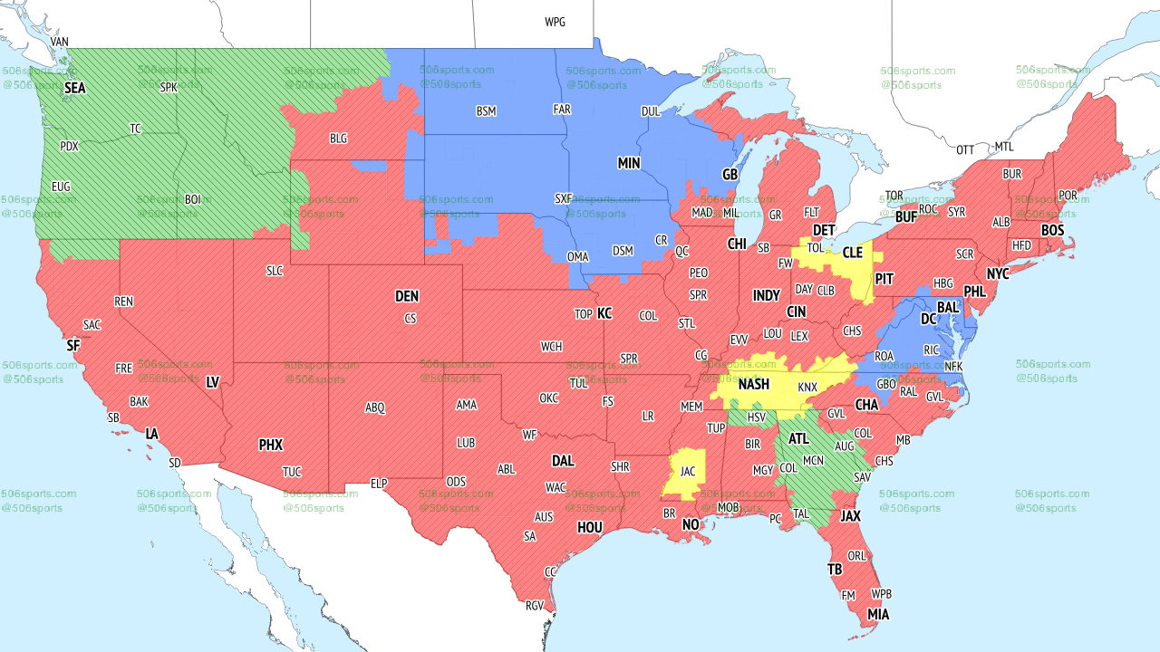 Falcons vs. SeahawksTV Map: Via 506sports.com