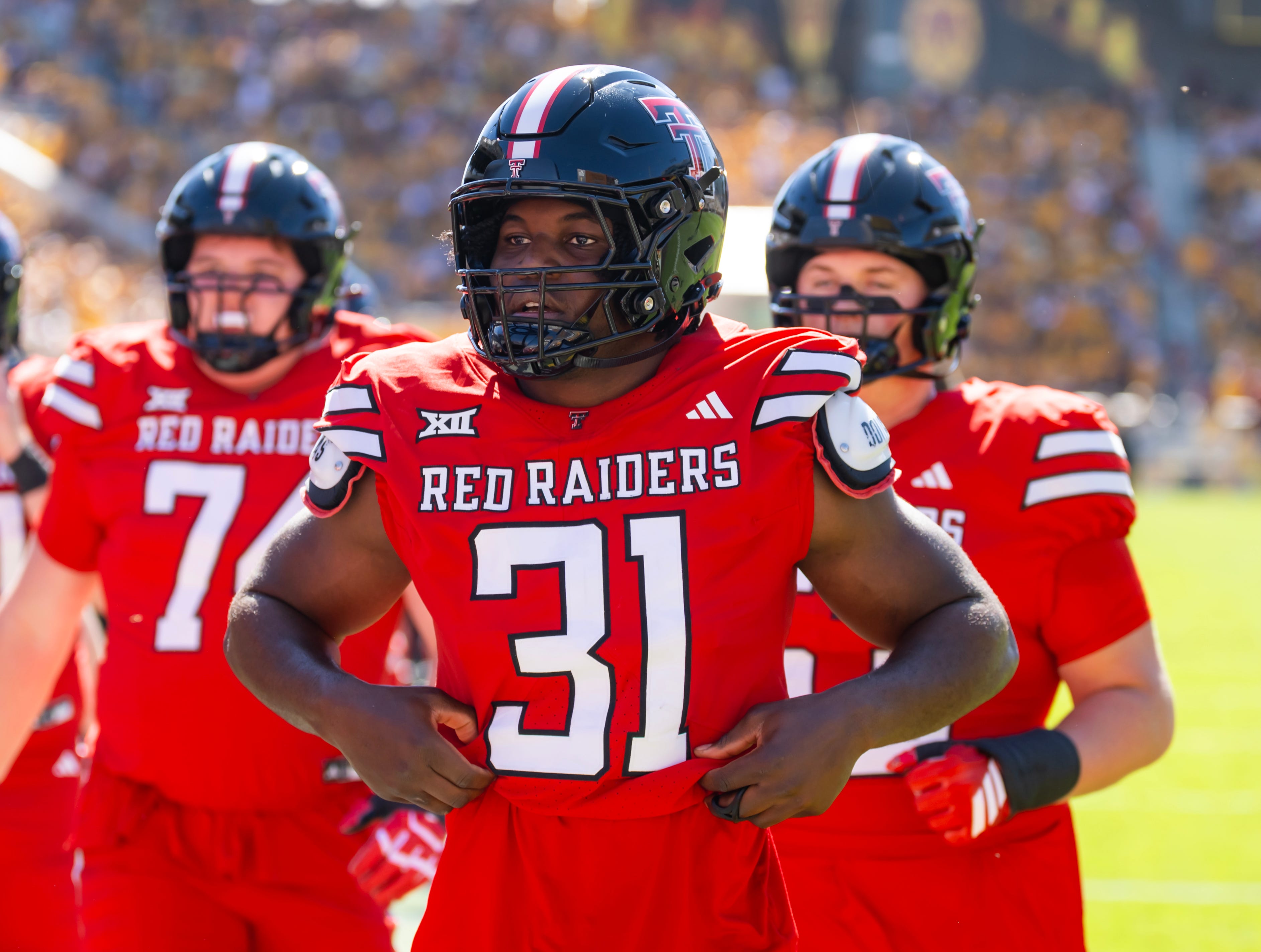 Oct 18, 2025; Tempe, Arizona, USA; Texas Tech Red Raiders linebacker David Bailey (31) against the Arizona State Sun Devils at Mountain America Stadium. Mandatory Credit: Mark J. Rebilas-Imagn Images