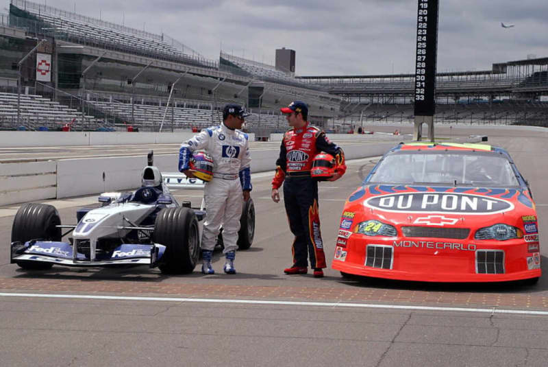Jeff Gordon’s lap time in Juan Pablo Montoya’s F1 car compared to NASCAR at Indianapolis
