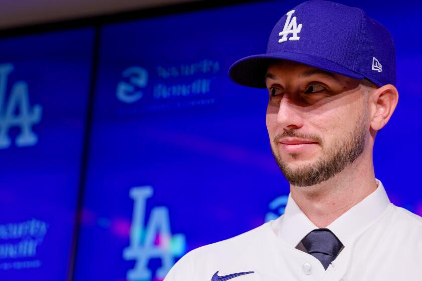 Los Angeles , CA - January 21:Outfielder Kyle Tucker seen during a press conference at Dodger Stadium on Wednesday, Jan. 21, 2026 in Los Angeles , CA. (Ronaldo Bolaños / Los Angeles Times)