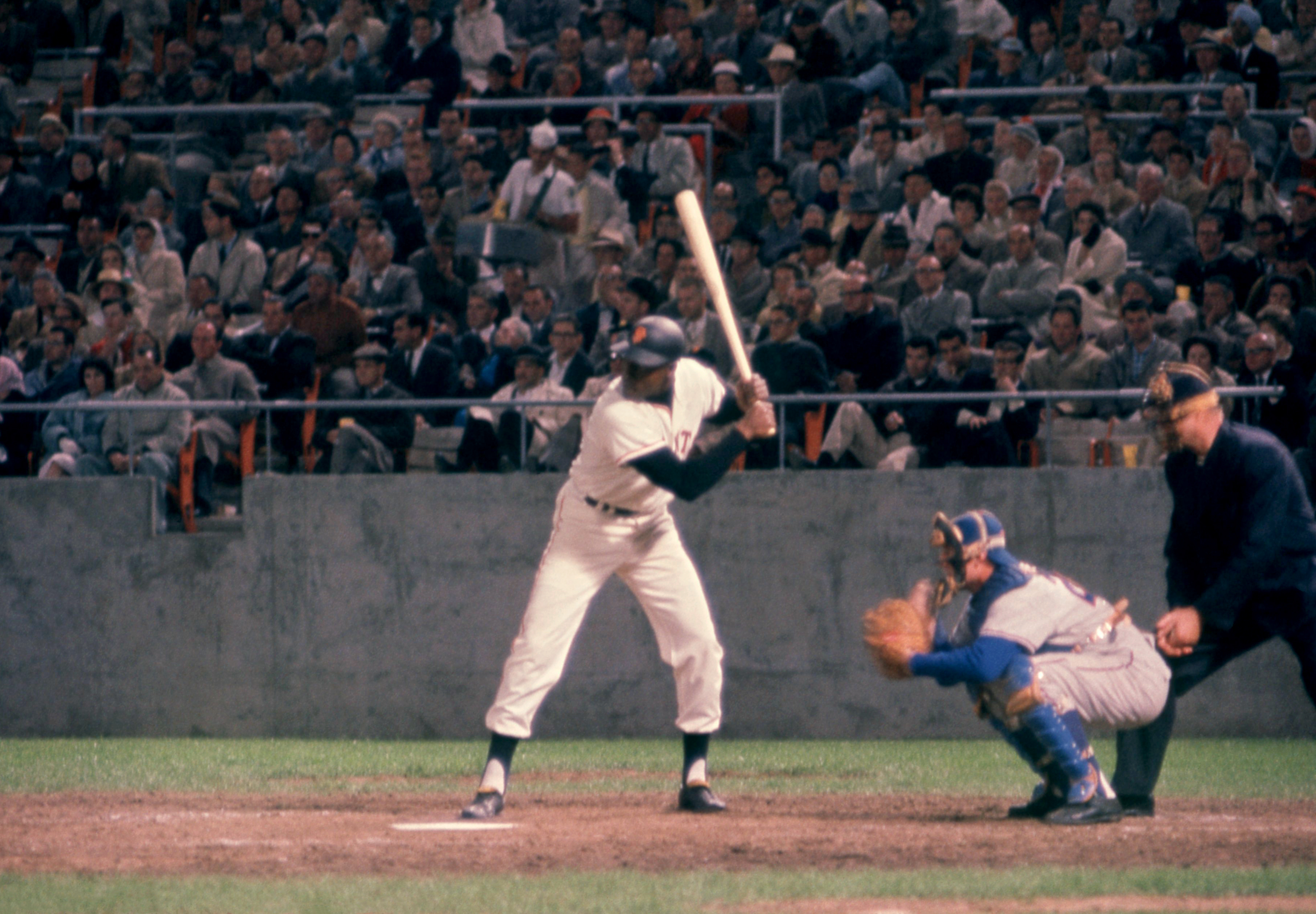 Side view of Willie McCovey in the batter’s box. 