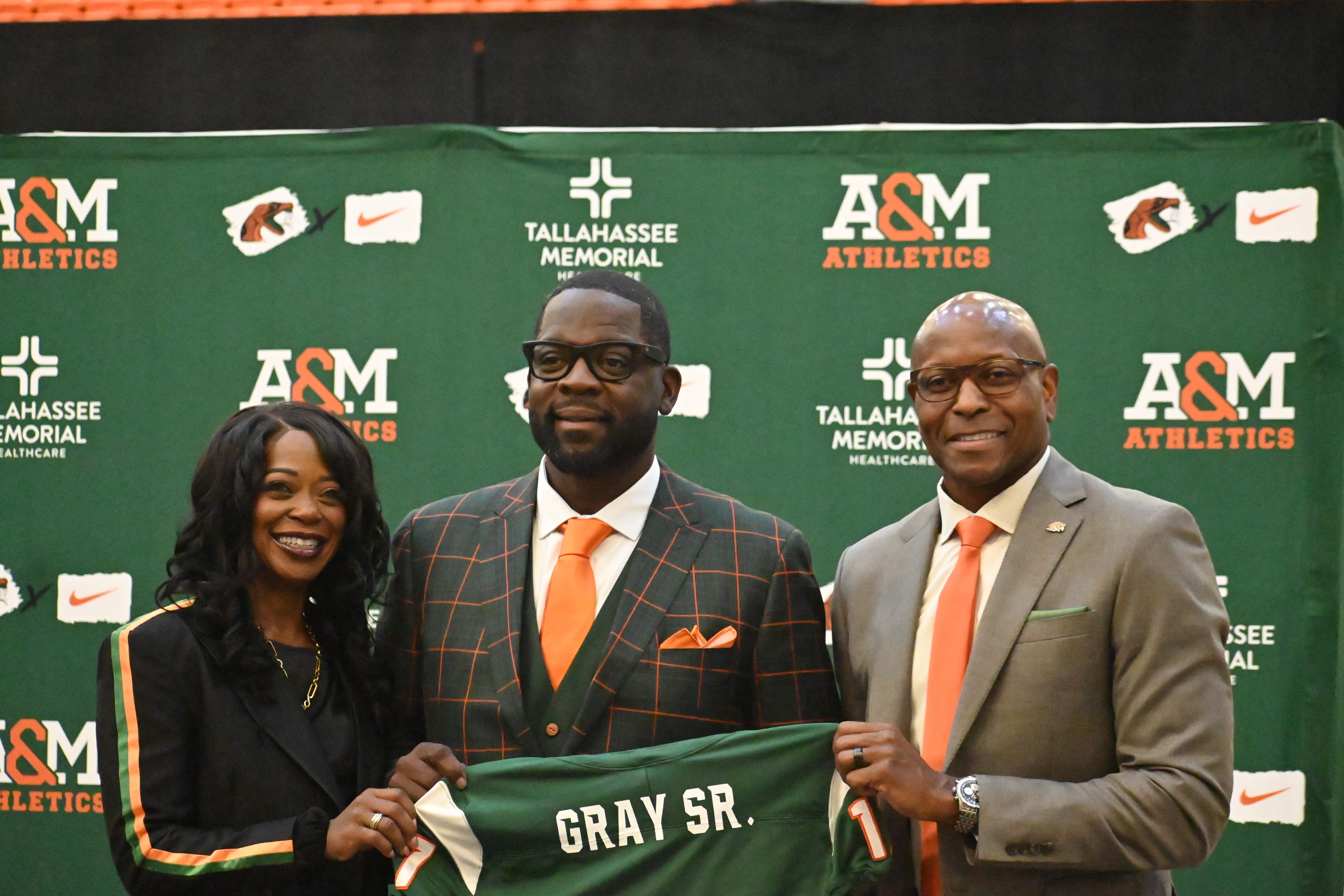 Florida A&M University held a joint introductory press conference for new head football coach Quinn Gray Sr. and Vice President and Director of Intercollegiate Athletics John Davis at the Al Lawson Jr. Multipurpose Center in Tallahassee, Florida, Friday, Jan. 9, 2026.