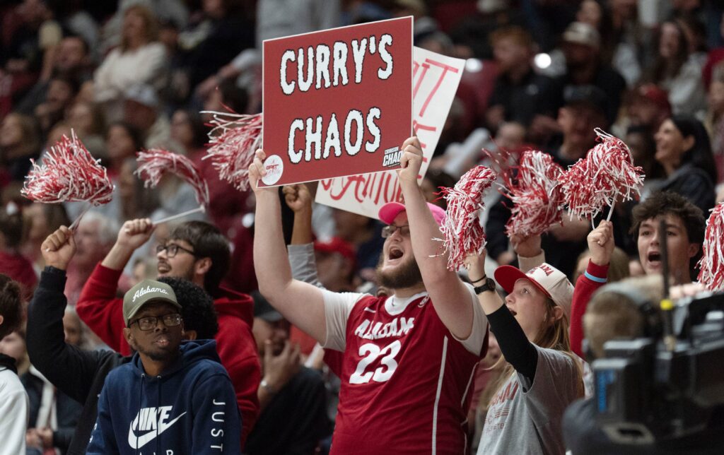 Students in the Crimson Chaos show their support
