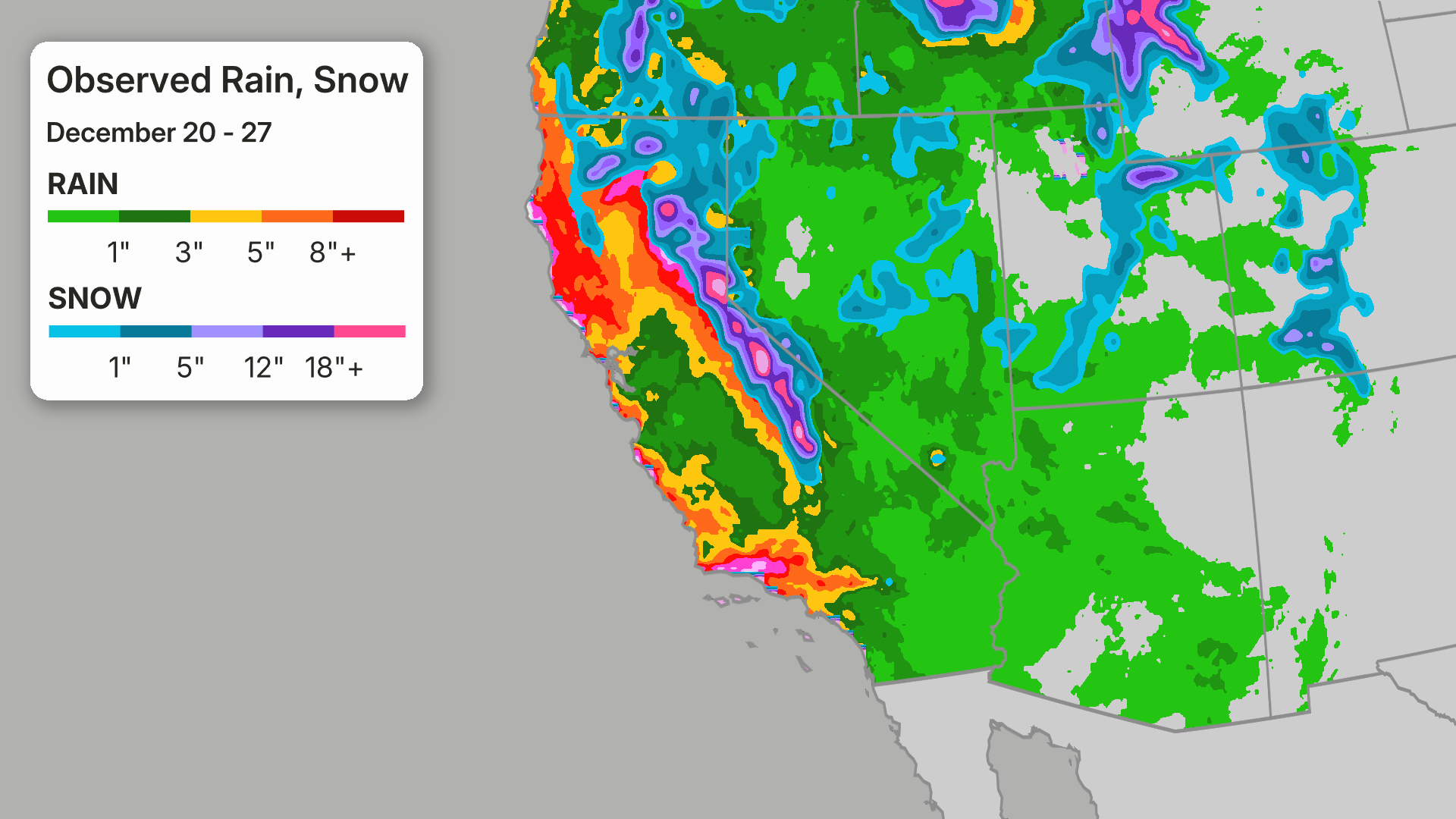 Christmas Week Rain and Snow across California.