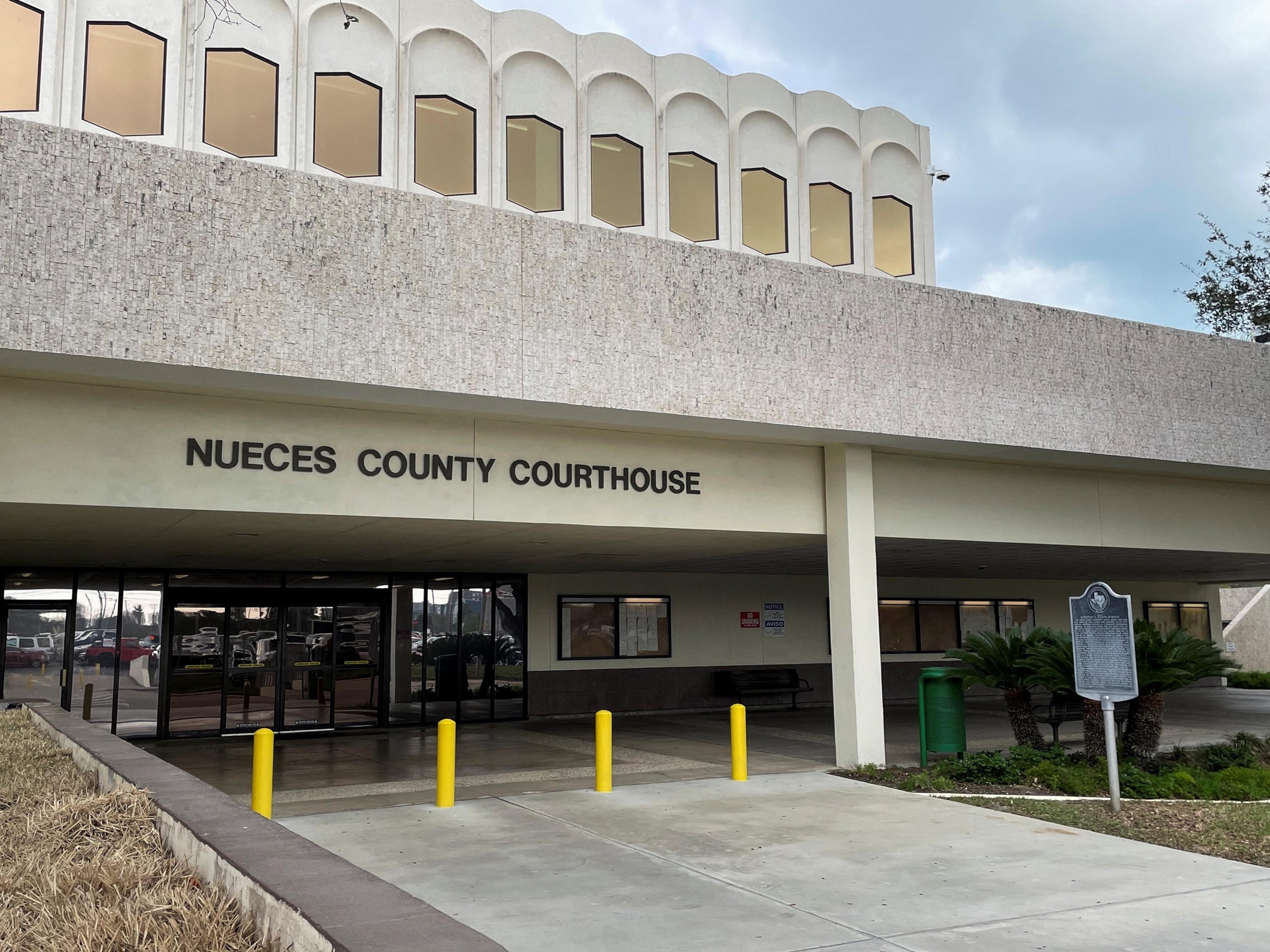 Evan Garcia/Reuters - PHOTO: Exterior of the Nueces County Courthouse, where former Uvalde school district police officer Adrian Gonzales is being tried, in Corpus Christi, Texas, U.S. Jan. 7, 2026.
