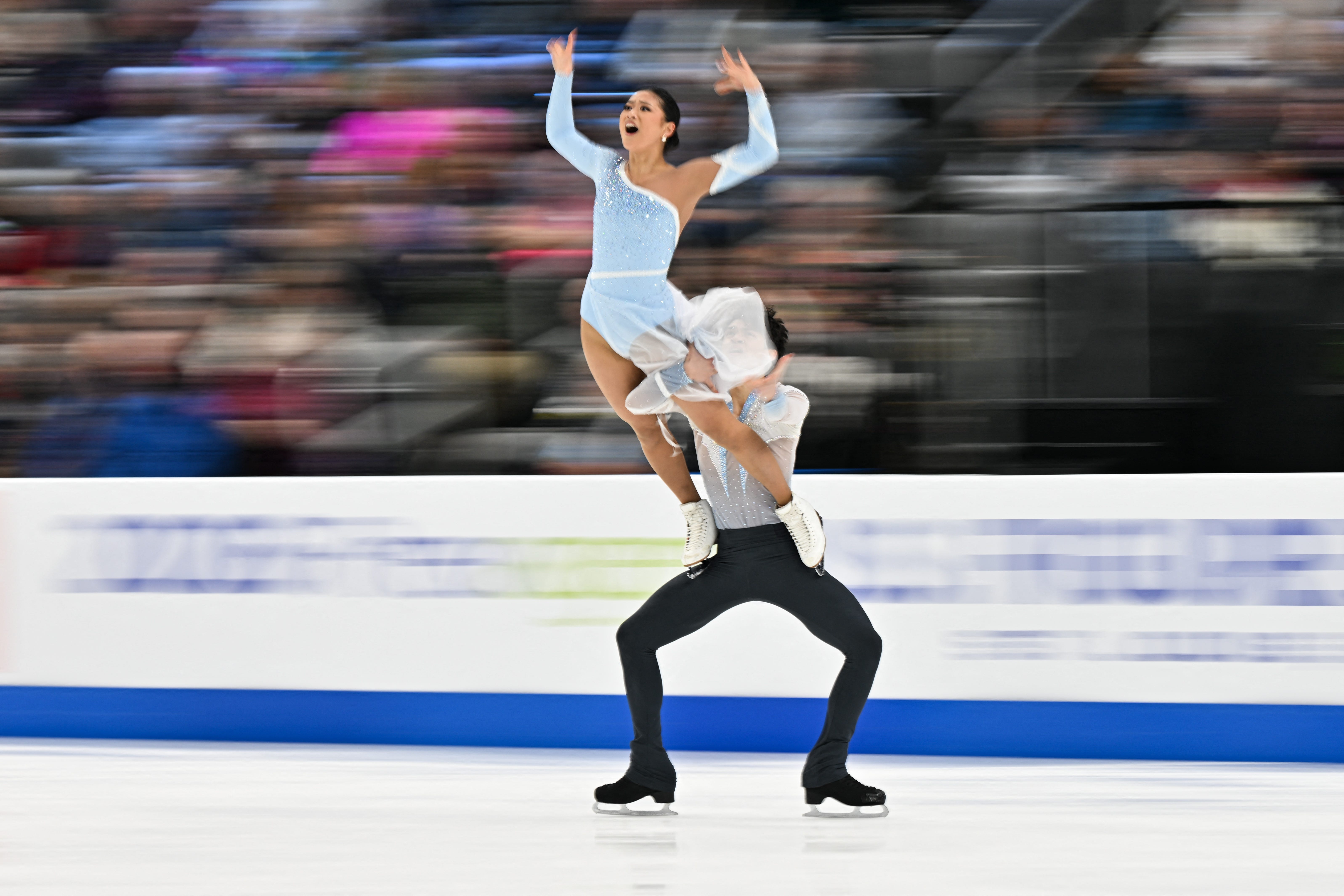 Raffaella Koncius and Alexey Shchepetov compete during the championship free dance competition during the 2026 U.S. Figure Skating Championships at Enterprise Center.