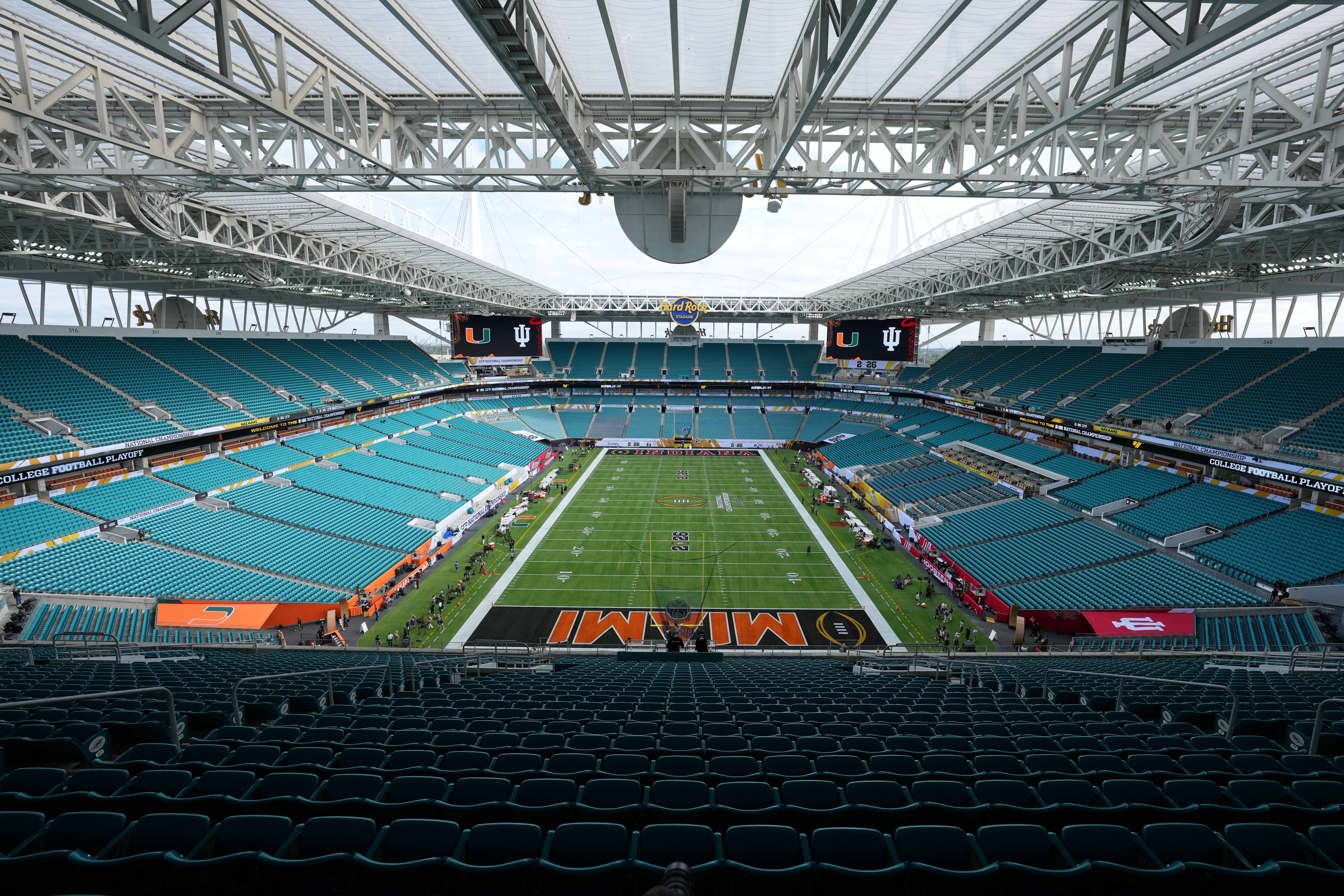 A general view before the CFP National Championship college football game between the Indiana Hoosiers and the Miami Hurricanes at Hard Rock Stadium.