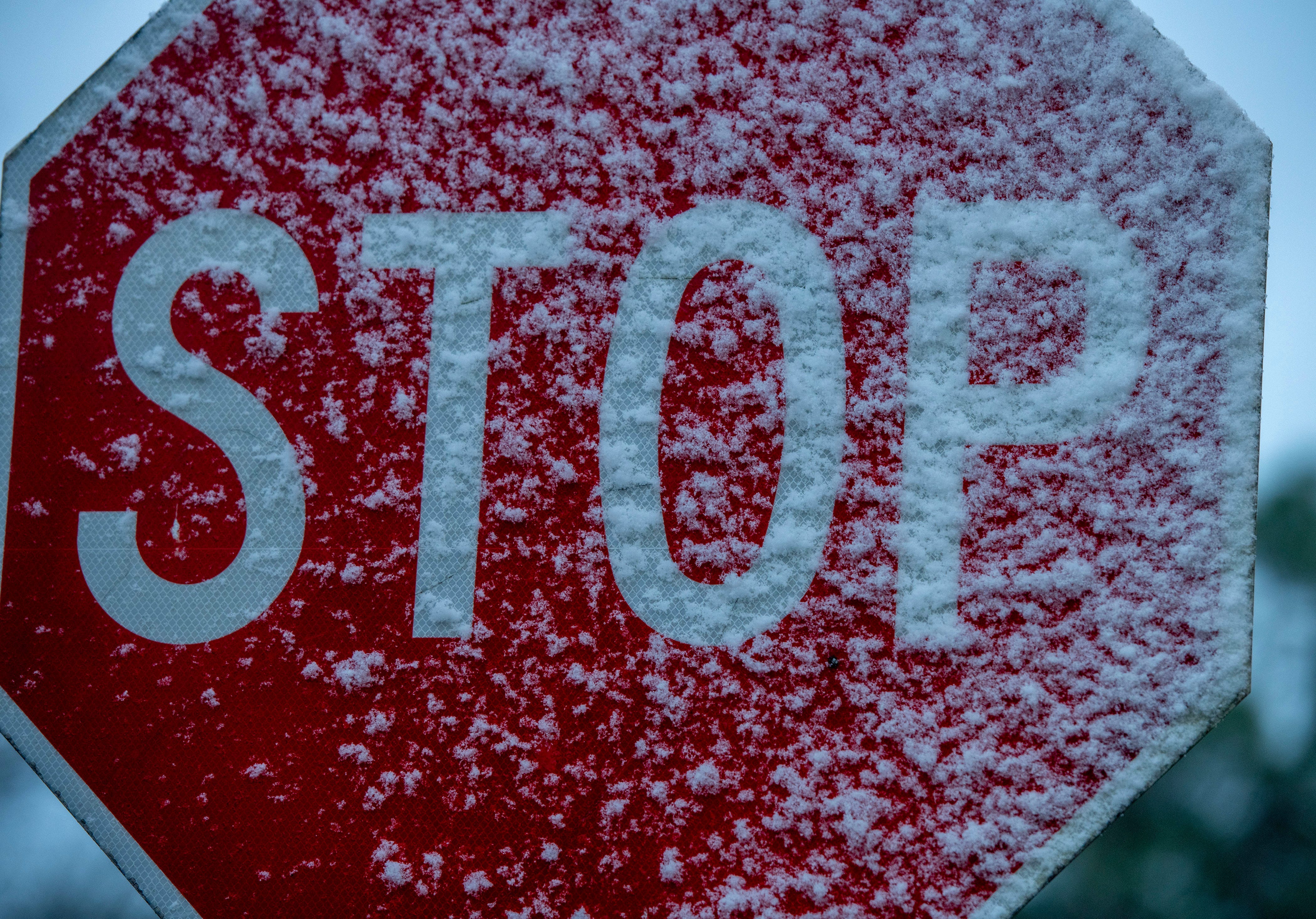 Snow falls early Sunday morning Jan. 18, 2026 at The University of West Florida in Pensacola, Fla.