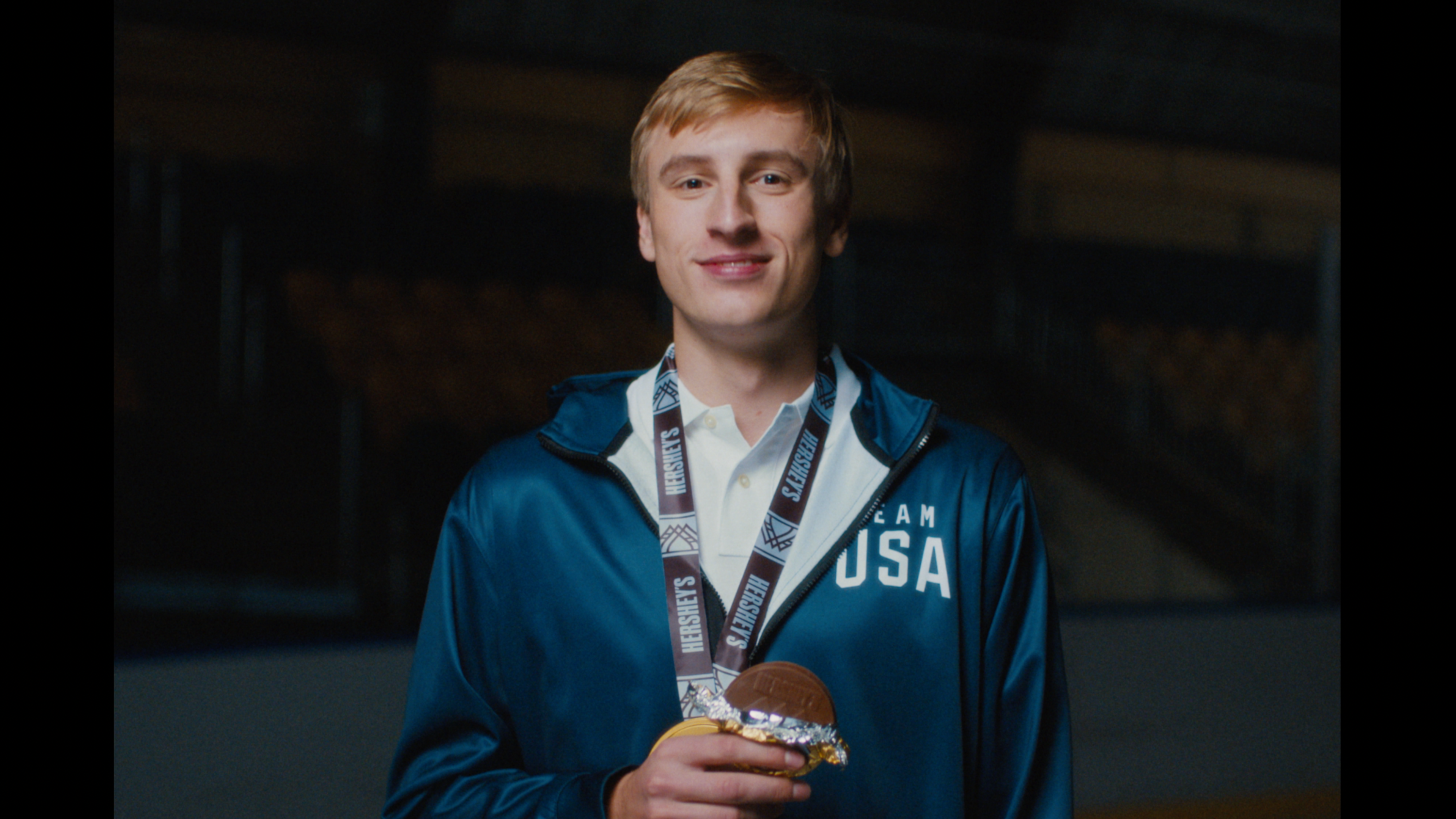 Jordan Stolz is featured in Hershey's new creative campaign, 