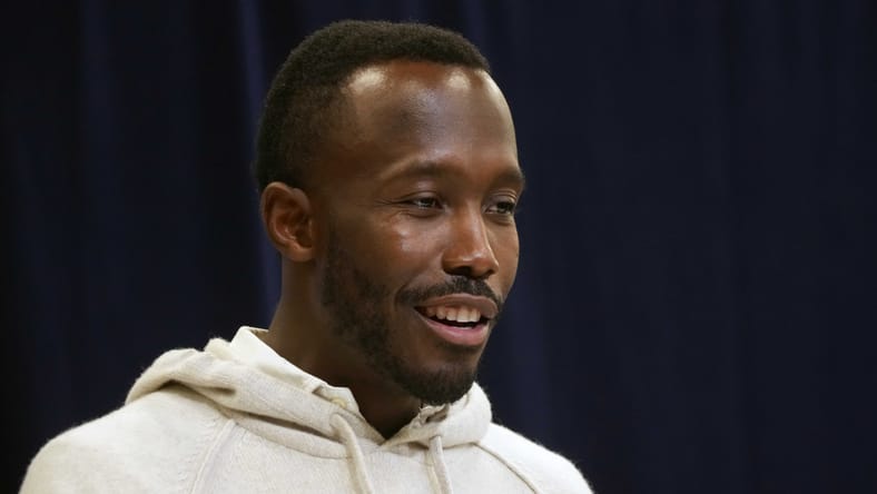 Vikings GM Kwesi Adofo-Mensah speaks at the NFL Scouting Combine.